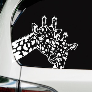 Mama and Baby Giraffe Car Vinyl Decal: Animal Lover Gift