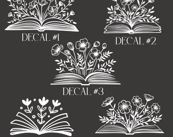 Custom Floral Open Book Vinyl Decal/Book With Flowers Vinyl Decal/Floral Book Sticker/Book Lover Decal/Kids Room Floral Book Wall Decal