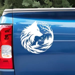 Wolf With Trees Car Decal Auto Window Bumper Sticker/Southwest Gift For Wolf Lover Decal Sticker