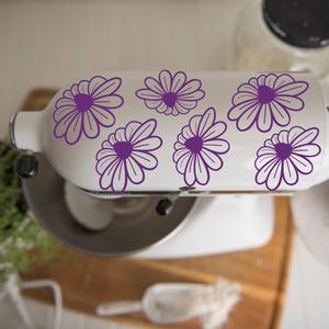 Floral Vinyl Decal Set/Floral Permanent Vinyl Stand Mixer Decal/Flowers Mixer Decal Stickers Set/Flower Floral Kitchenaid Decals Stickers
