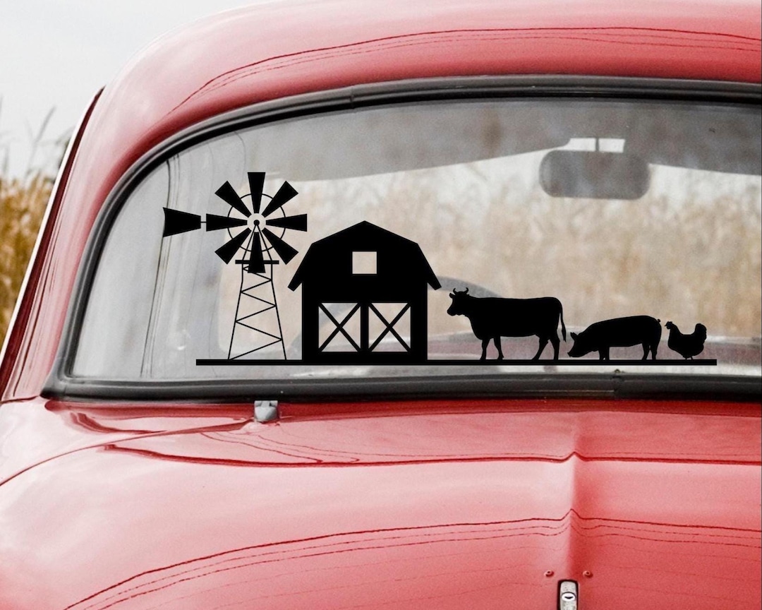 Farm Scene Car Decal Bumper Sticker | Animal Vinyl Sticker | Farm Life ...