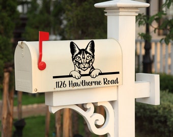 Custom Savannah Cat Mailbox Decal/Personalized Mailbox Decal/Cat Decal/Savannah Cat Lover Mailbox Decal/Cat Mom Address Decal