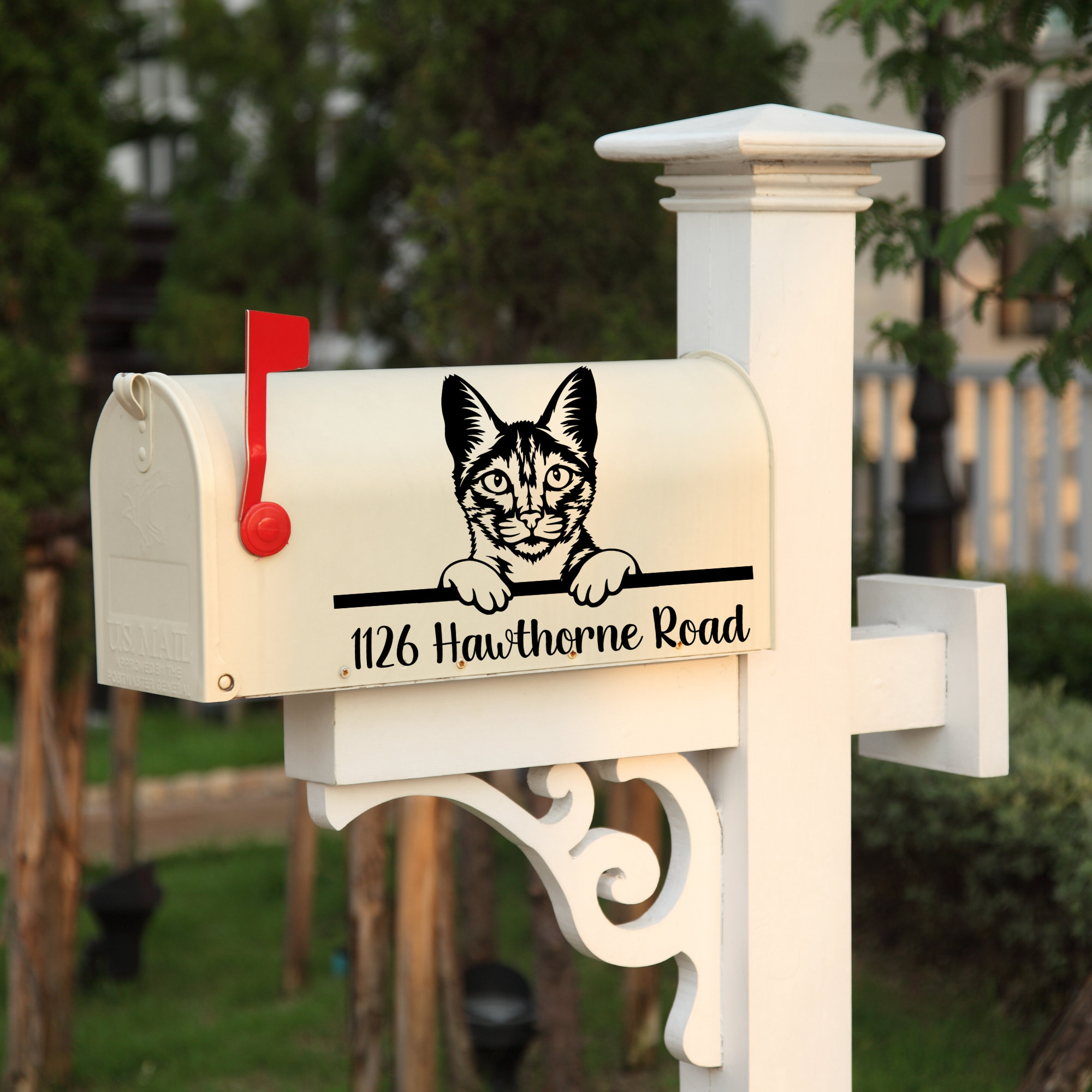 Custom Savannah Cat Mailbox Decal/personalized Mailbox Decal/cat Decal ...