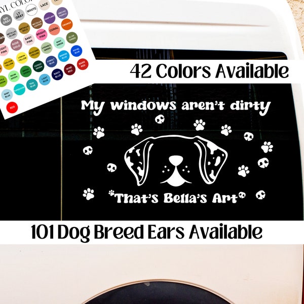 Personalized Dog Nose Art Vinyl Car Decal/Custom Dog Paw Print Permanent Vinyl Car Decal/Gift For Dog Lover /Dog Mom Decal/Dog Dad Decal