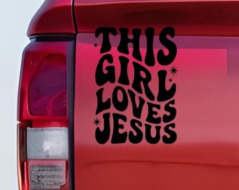 This Girl Loves Jesus Religious Car Decal/Inspirational Bible Verse Auto Window Decal Bumper Sticker-Gift For Christian