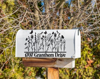 Butterfly Mailbox Decal/Custom Mailbox Decal/Floral Mailbox Decal/Custom Address Mailbox Decal/Custom Personalized Name Mailbox Decal