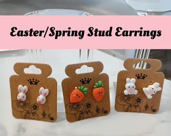 Easter Spring Stud Earrings/Hypoallergenic Stud Earrings/Carrot Stud Earrings/Bunny Stud Earrings/Girls Stud Earrings/Womens Earrings