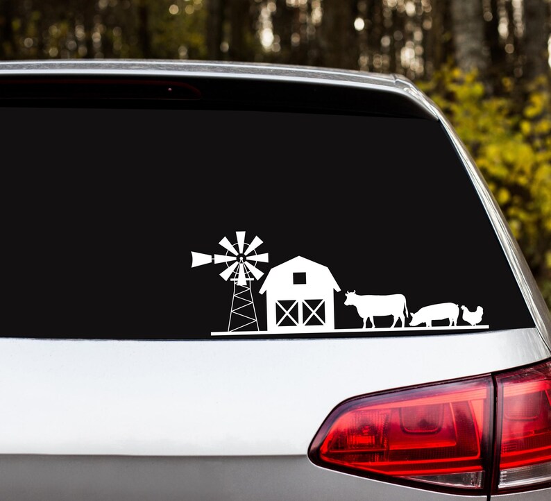 Farm Scene Car Decal Bumper Sticker | Animal Vinyl Sticker | Farm Life ...