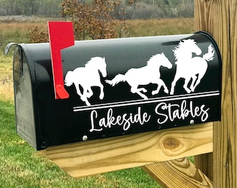 Running Horses Mailbox Decal Sticker/Horse Lover Gift/Custom Personalized Address Decorative DecalSticker/Farm Animal Decal Sticker
