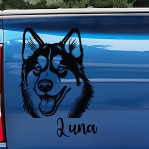 Siberian Husky Car Decal: Dog Breed Bumper Sticker Gift For Husky Dog Pet Owner Lover Mom Dad