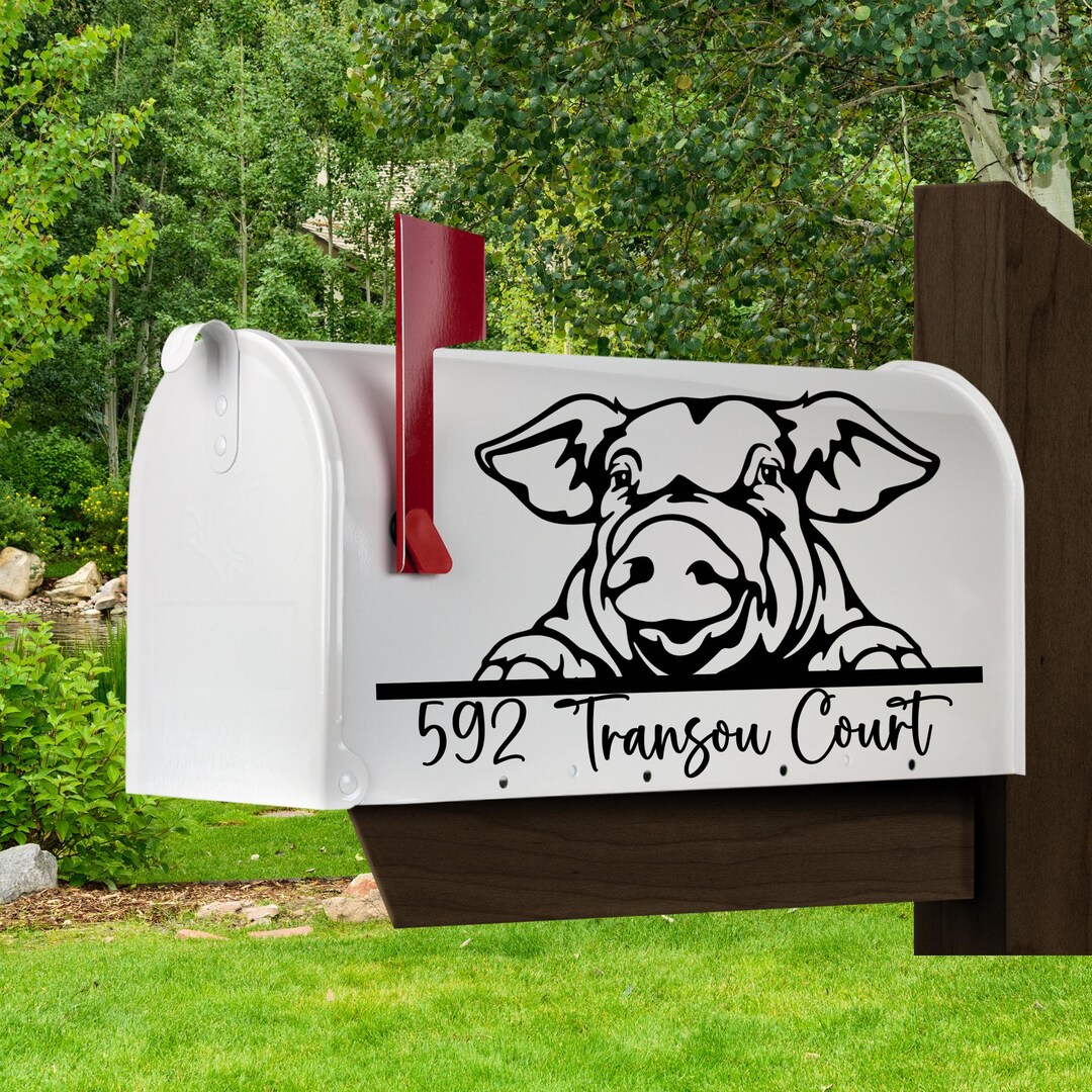 Custom Pig Farm Animal Mailbox Decal: Horse Homestead Address Sticker ...