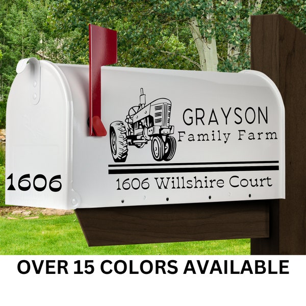 Custom Tractor Mailbox Decal/Farm Mailbox Decal/Rustic Mailbox Decal/Personalized Mailbox Decal/Homestead Mailbox Decal