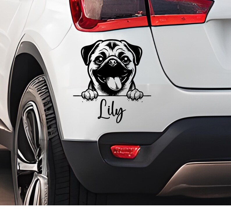 Pug Car Decal: Dog Breed Bumper Sticker Gift for Dog Lovers - Etsy