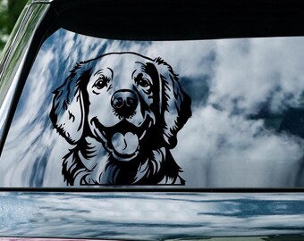 thumbnail image 2 of 2X Playful Golden Retriever Car Sticker Dog Sticker Set Weatherproof For Car Window Laptop Wall Gift Idea Retriever Lover 2 of 13