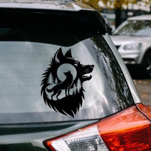 Wolf With Trees Car Decal Auto Window Bumper Sticker/Southwest Gift For Wolf Lover Decal Sticker