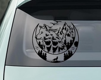 ihreesy Autoadesivo dell'automobile,Adesivo Autoadesivo in Vinile Adesivo per Auto Totem Testa di Lupo Adesivo Catarifrangente Auto Adesivo per Portiera Auto per Auto,Laptop,Parete,Finestra,Bianco