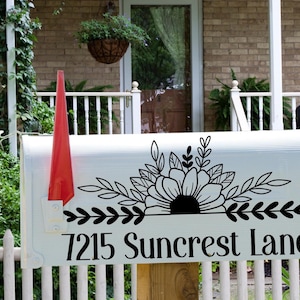 Sunflower Floral Mailbox Decal/Custom Personalized Address Decorative Mailbox Decal Sticker, Floral Decal Sticker For Mailbox