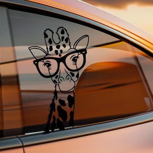 Giraffe with Glasses Car Decal: Animal Lover Gift