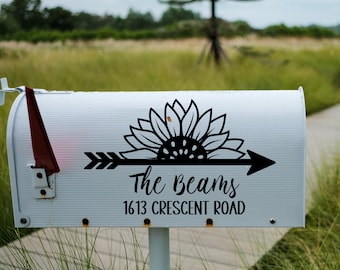 Custom Sunflower Mailbox Decal/Floral Mailbox Decal/Flower Mailbox Decal/Personalized Mailbox Decal/Name Mailbox Decal/Address Decal