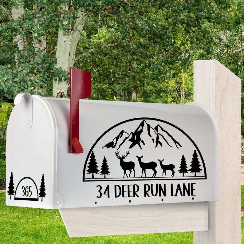 Rustic Deer Mail Box Custom Deer Mailbox Decal: Rustic Woods, Personalized Address - Etsy