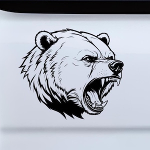 Growling Bear Car Decal: Auto Window Bumper Sticker