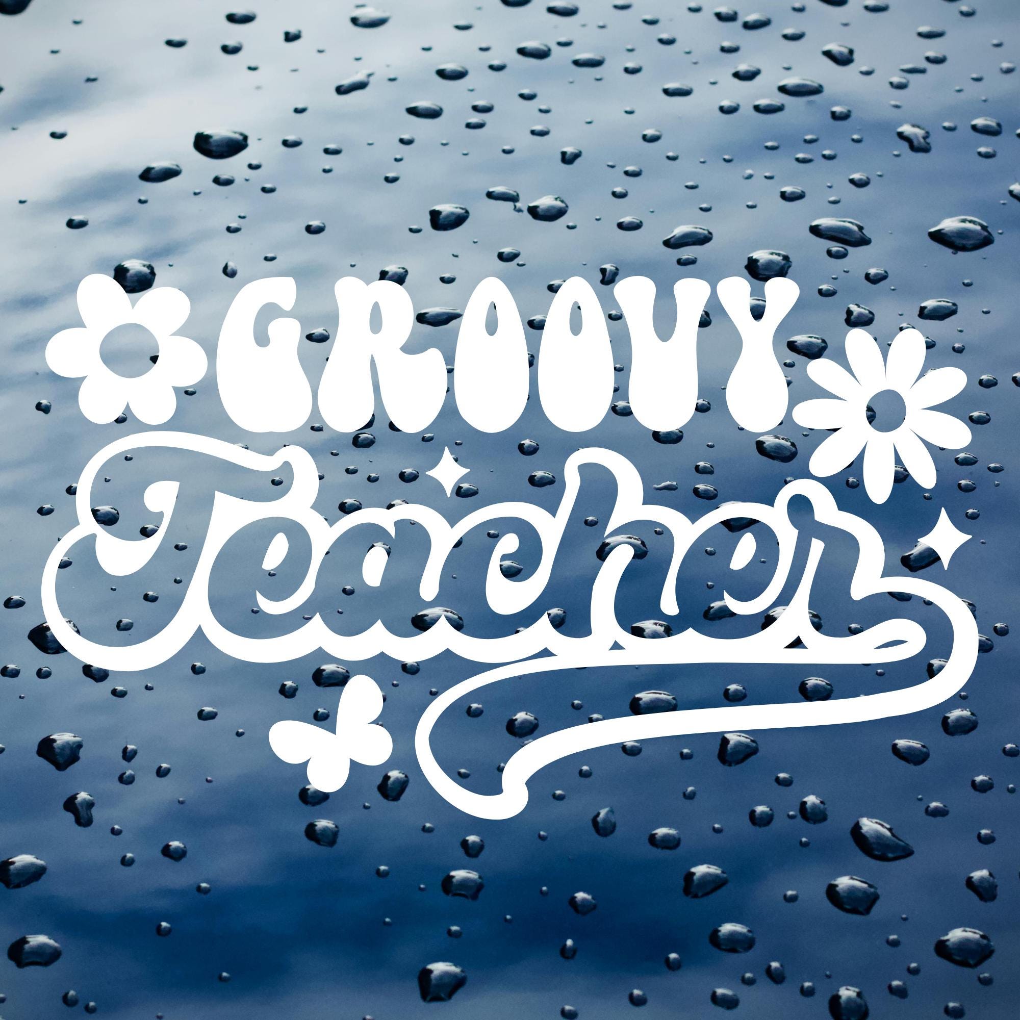 Retro Floral Groovy Teacher Vinyl Auto Car Window Decal Bumper Sticker ...