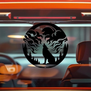 Wolf With Mountains Car Decal Auto Window Bumper Sticker/Southwest Gift For Wolf Lover Decal Sticker