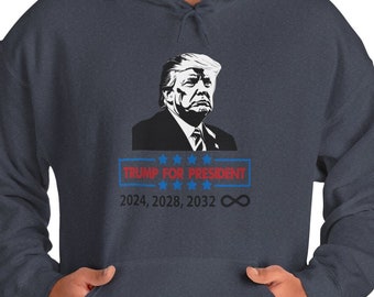 Trump for President Graphic Hoodie, President Trump Supporter Hoodies, Republican Party Hoodie, Election Hooded Sweatshirt, Politics Hoodie