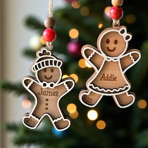 Personalized Gingerbread Boy or Girl Ornament - a Great Gift Tag for Christmas Presents for Kids