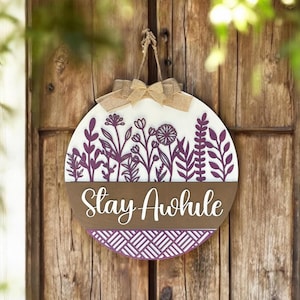 Wildflower Welcome Door Sign, a Unique Housewarming Gift | Wildflowers Front Door Sign | Spring Door Decor