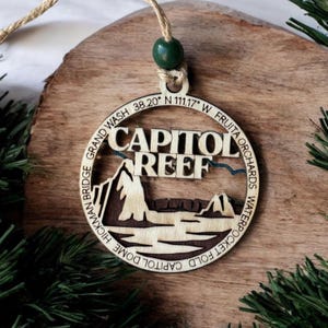 Capitol Reef National Park Hand Made Wooden Christmas Tree Ornament or Gift Tag, a Unique Utah Gift