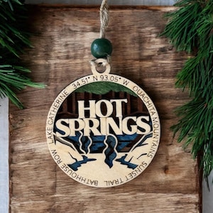 Hot Springs National Park Hand Made Wooden Christmas Tree Ornament or Gift Tag, a Unique Arkansas Gift