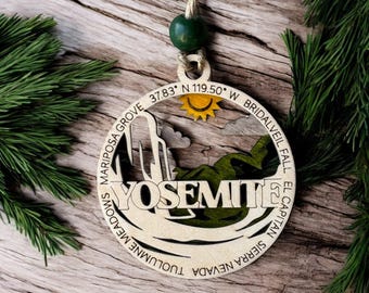 Yosemite Hand Made Wooden Christmas Ornament or Gift Tag, a Unique California Gift