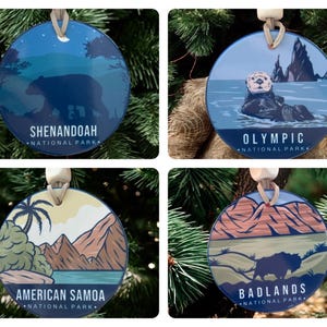 All National Parks | Ceramic Christmas Tree Ornament or Gift Tag, an Adventurous Holiday Gift