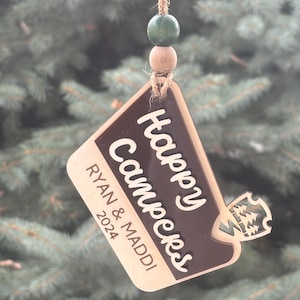 Personalized Happy Campers National Park Ornament - a Great Gift for an Outdoorsy Couple or Newlyweds