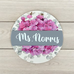 Purple Hydrangea Hello or Welcome Sign, a Pretty Front Door Sign | Beautiful Housewarming Gift | Personalized Name Sign| Door Sign