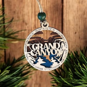 Grand Canyon National Park Hand Made Wooden Christmas Tree Ornament or Gift Tag, a Unique Arizona Gift