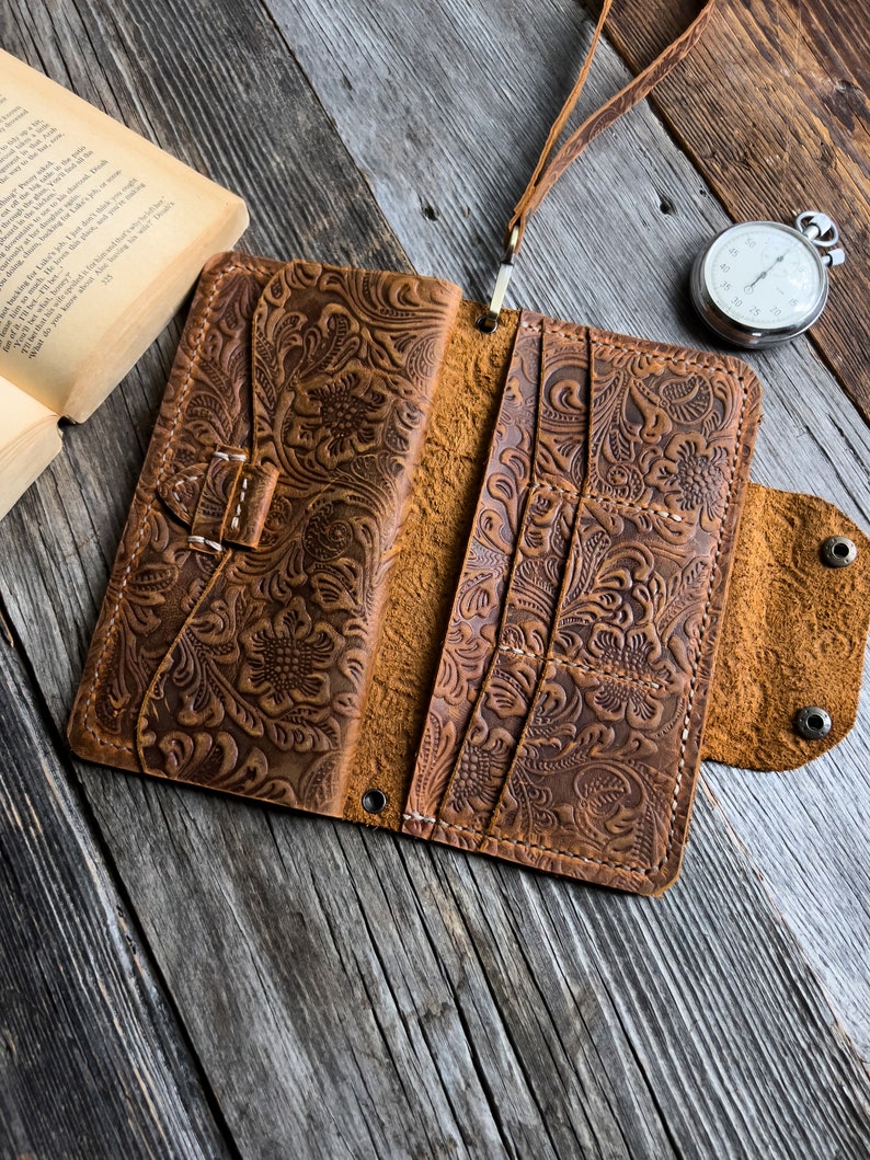 Leather Wristlet Wallet I Wallet with Phone Holder I Women Travel Wallet I Wallet Purse I Clutch Wallet I Credit Card Holder image 4