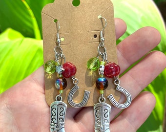 Cowgirl Charm & Bead Earrings