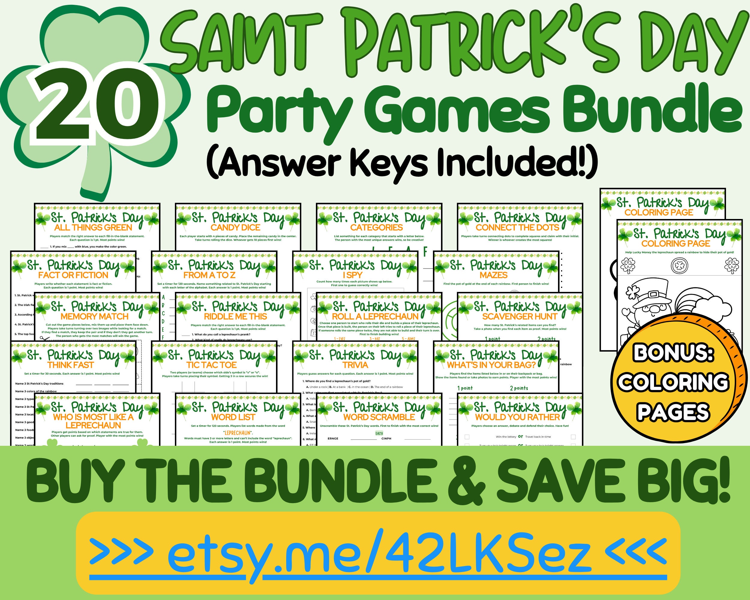 St Patrick's Day Word Scramble Party Game Guessing Activity Printable ...