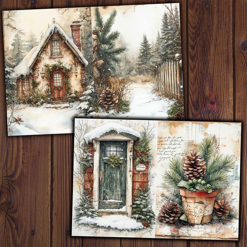 Cozy Winter Digital Paper, Rustic Cottagecore Junk Journal Pages - Etsy