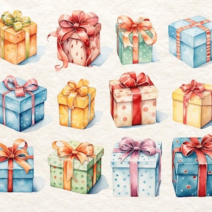 Aquarell Geschenkboxen ClipArt Bundle, Aquarell Geschenke PNG-Datei