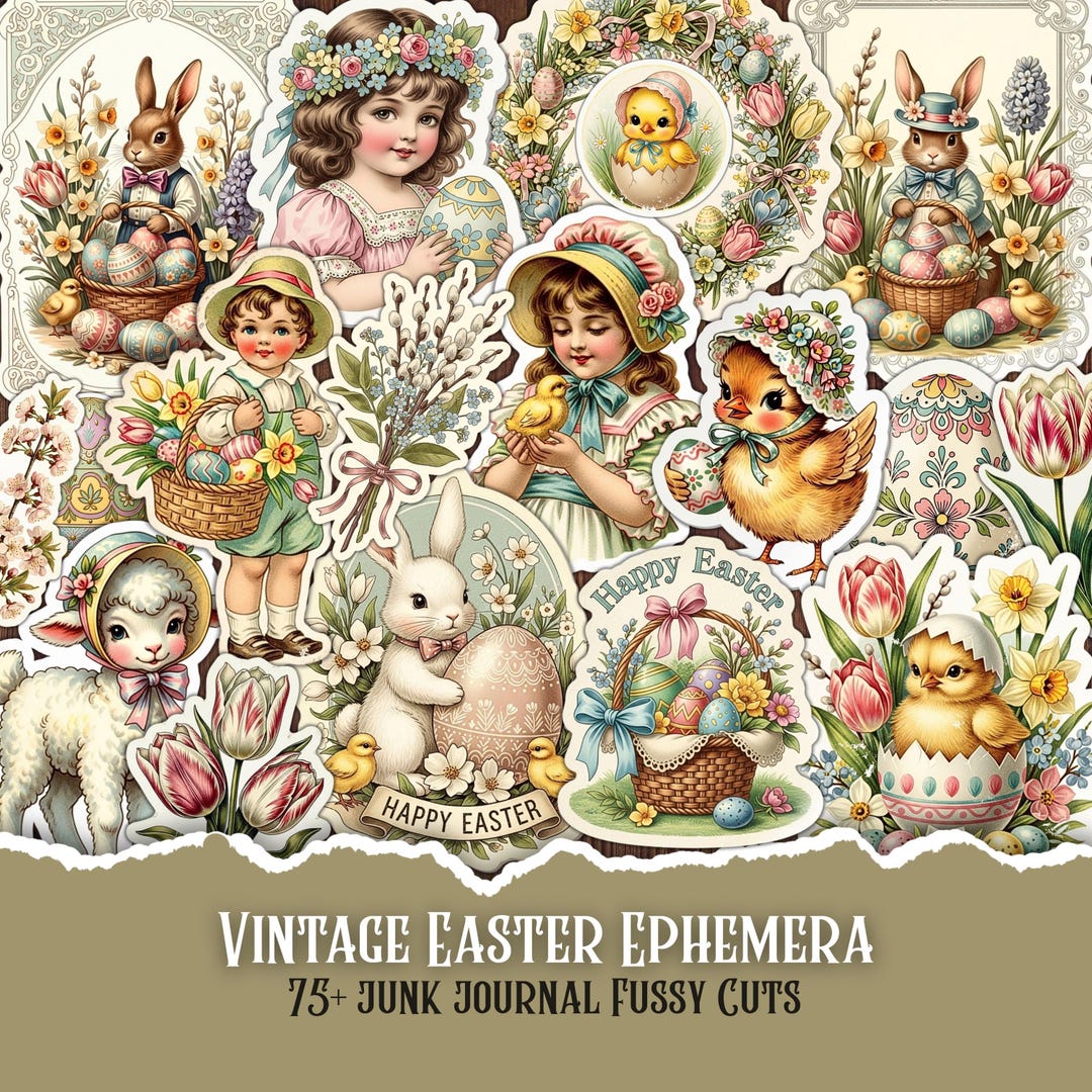 Vintage Easter Ephemera for Junk Journals, Victorian Spring Printable ...