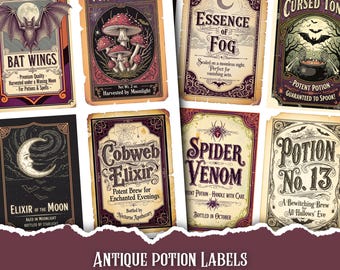 Witch Potion Labels Printable, Apothecary Kit for Spell Jars and Witchcraft Journals