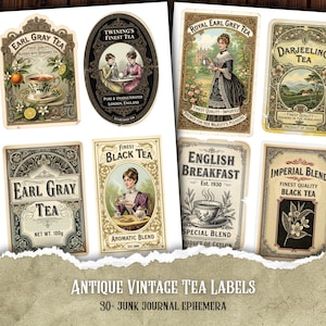 Vintage Tea Labels Printable Ephemera, Victorian-style Tea Label Junk ...