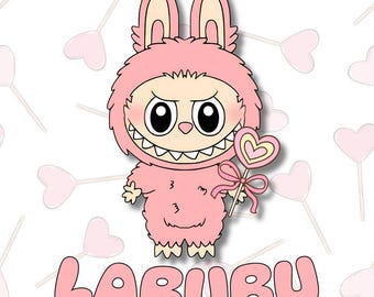 Labubu PNG, Labubu Stickers, Labubu the Monsters Clipart, Labubu Printable, Kawai Sublimation Design for T-shirts, Tumbler wraps & Tote Bags