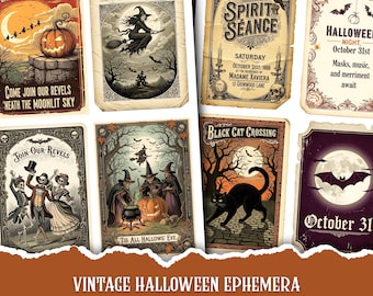 Vintage Halloween Printable Card | Antique Halloween Junk Journal Ephemera | Spooky Victorian Printable Poster | Spooky Season Printable Tag