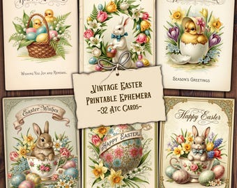 Easter Atc Cards Ephemera, Spring Junk Journal Printable Ephemera
