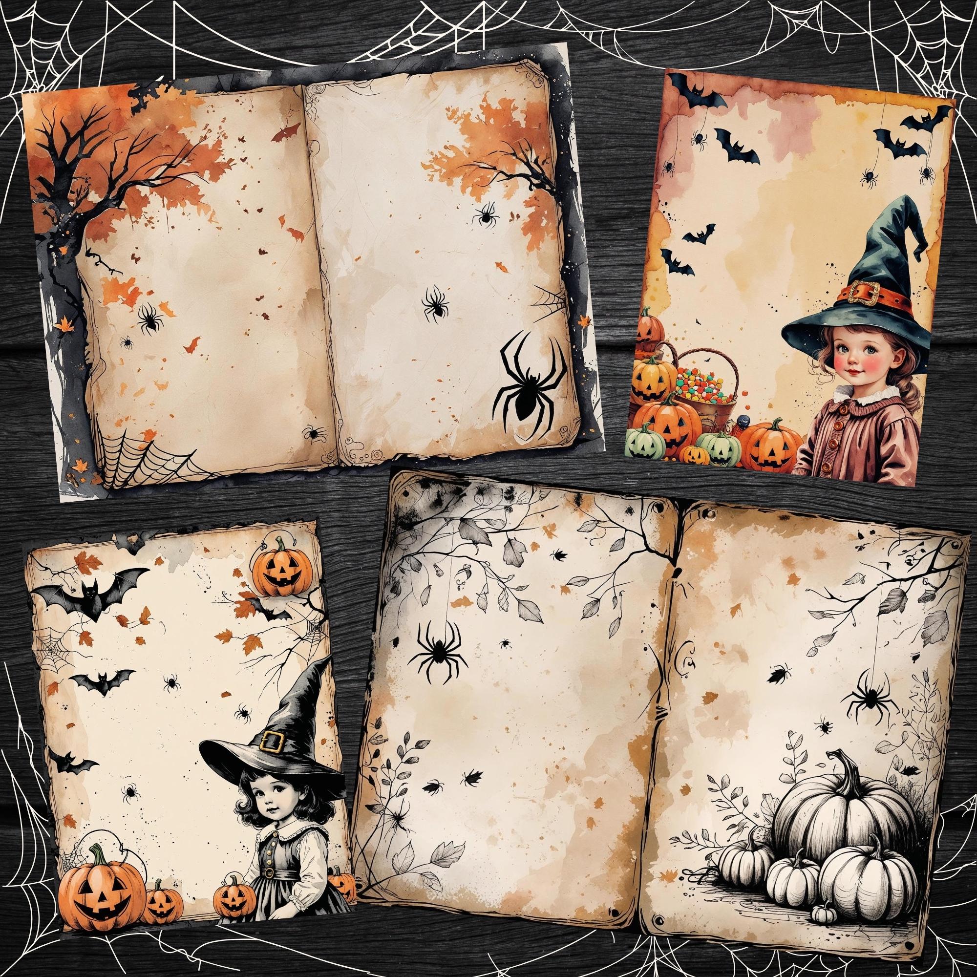Vintage Witch Girls Halloween Paper: Retro Scrapbook Backgrounds ...