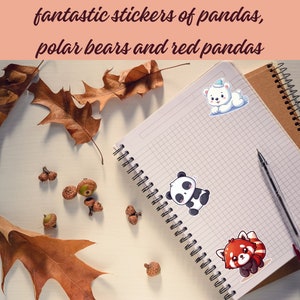 Panda Stickers, Digital PNG Stickers, Set of 30 Stickers, Instant Download, Cute Stickers, 30 Stickers Unique Designs.
